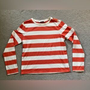 Brooks Brothers Girls Orange and White Striped Short Size L Gold Buttons